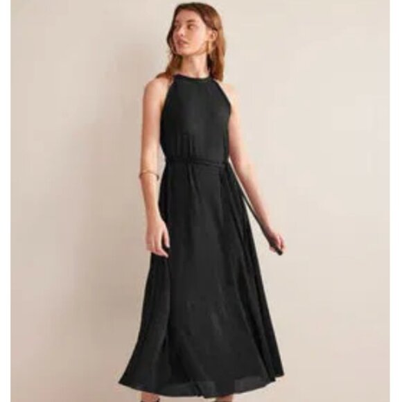 Boden Dresses & Skirts - BODEN Halterneck Plisse Jersey Maxi Dress Black 12P